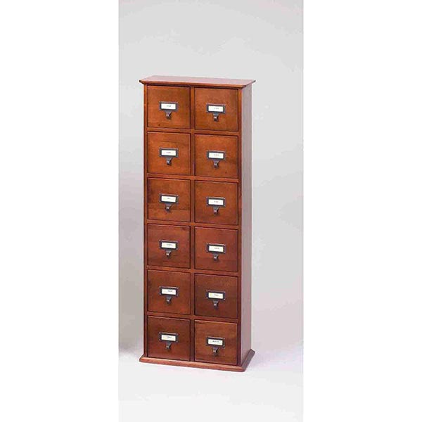 Library CD Storage Cabinet with 12 Drawers in Oak or Cherry at Wireless ...