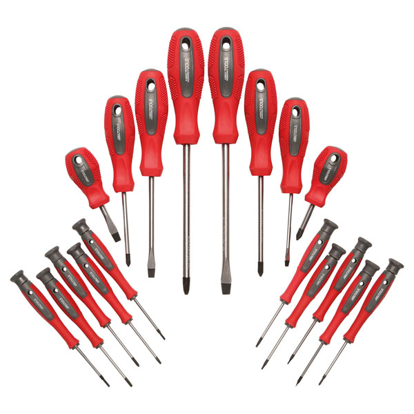 Product image for Great Working Tools 18 Piece Screwdriver Set - Magnetic Tips, Chrome Vanadium Steel Blades, Storage Rack