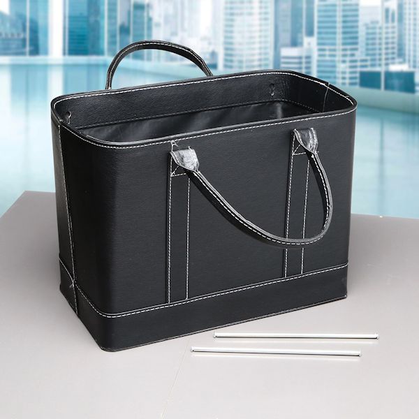 Leather file shop totes with handles