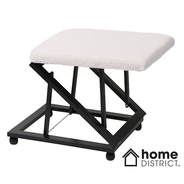 Footrest Adjustable Height Footstool with Wheels Rolling Under