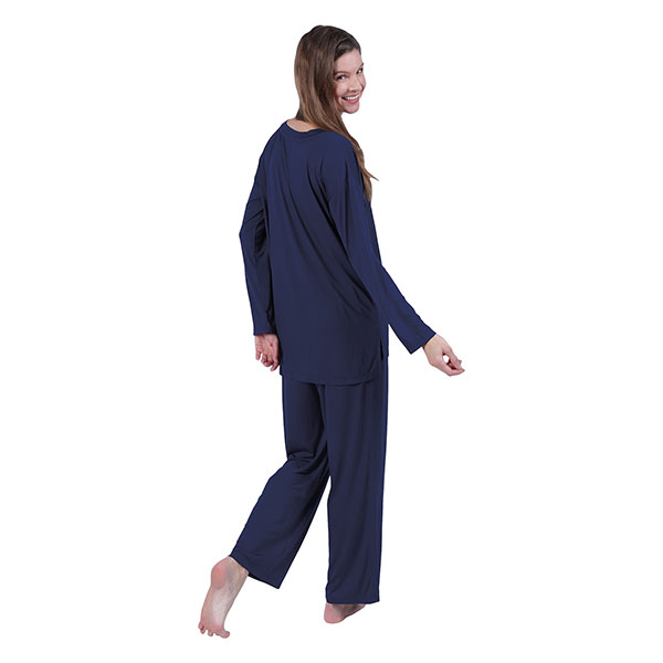 Product image for CATALOG CLASSICS Womens Long Sleeve Pajamas for Women Lounge Clothes for Women - Navy Blue1X