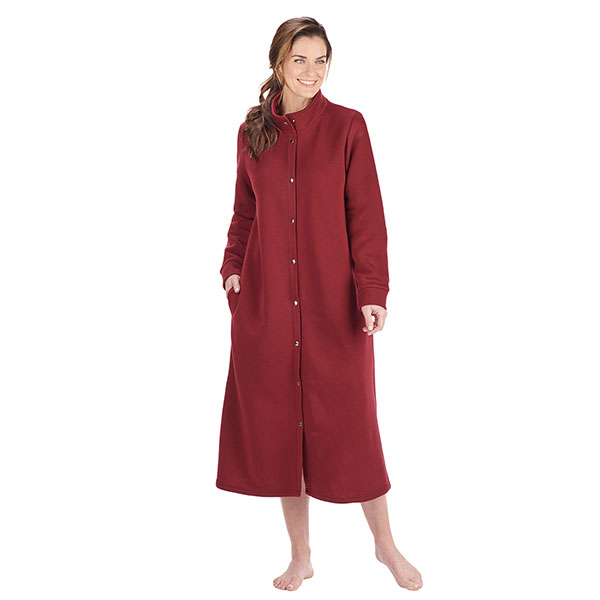 CATALOG CLASSICS Womens Long Sleeve Nightgown Snap Front Housecoats ...