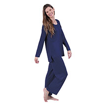 Alternate image for CATALOG CLASSICS Womens Long Sleeve Pajamas for Women Lounge Clothes for Women - Navy Blue1X