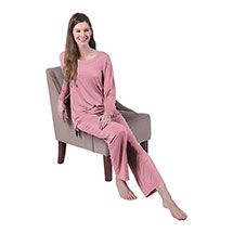 Alternate image for CATALOG CLASSICS Womens Long Sleeve Pajamas for Women Lounge Clothes for Women - Navy Blue1X