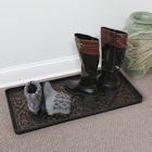 Alternate image for ART & ARTIFACT Rubber Boot Tray Wet Shoe Tray for Entryway Indoor Outdoor Snow Boot Mat Extra Large Shoe Tray 32' x 16', Black, Damask