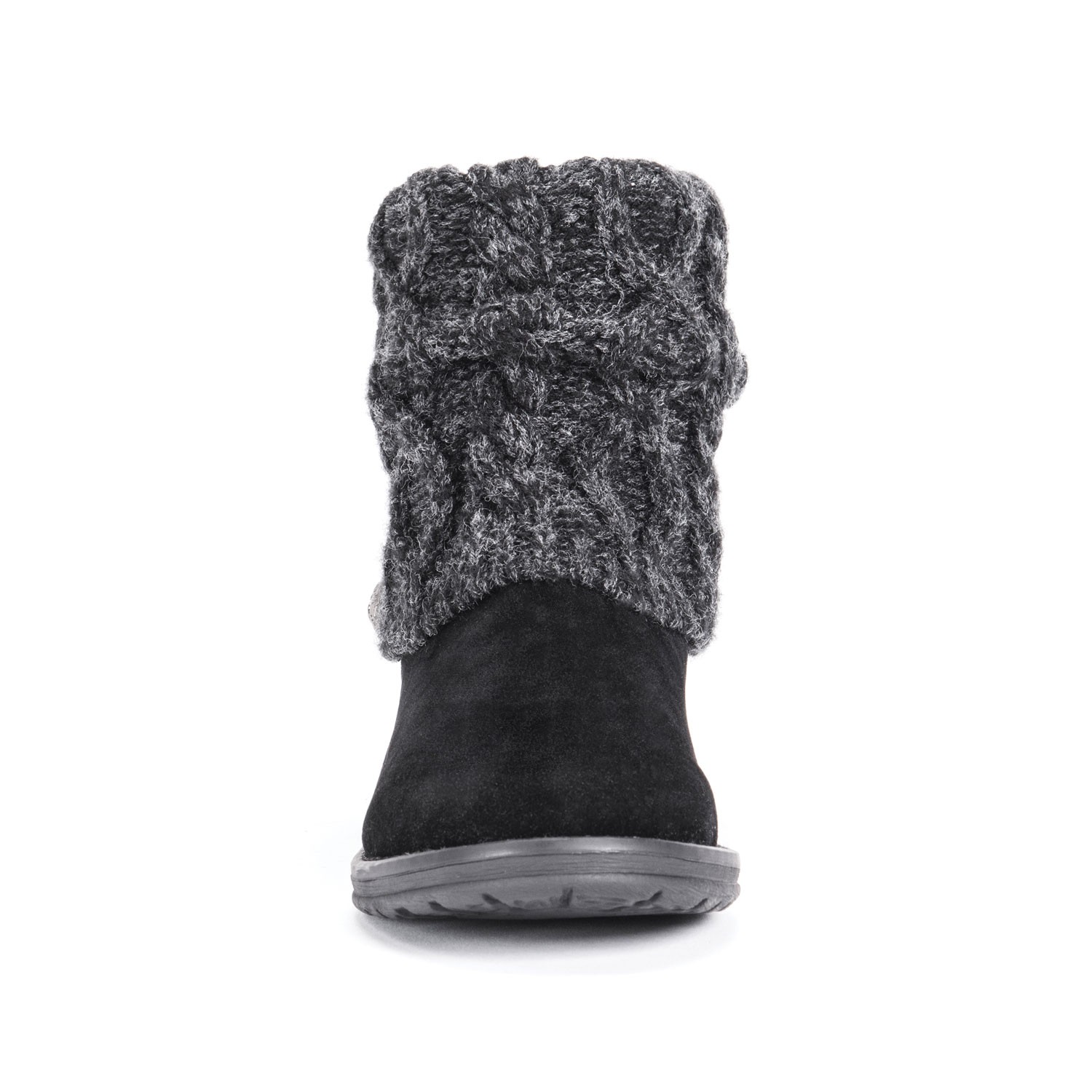 Muk Luks Women's Patrice Cable Knit Cuff Heel Booties Black