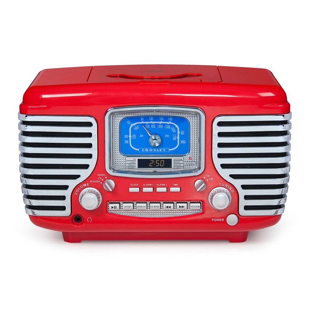 Crosley Corsair Vintage Style Radio - CD Player Alarm Clock - Red ...